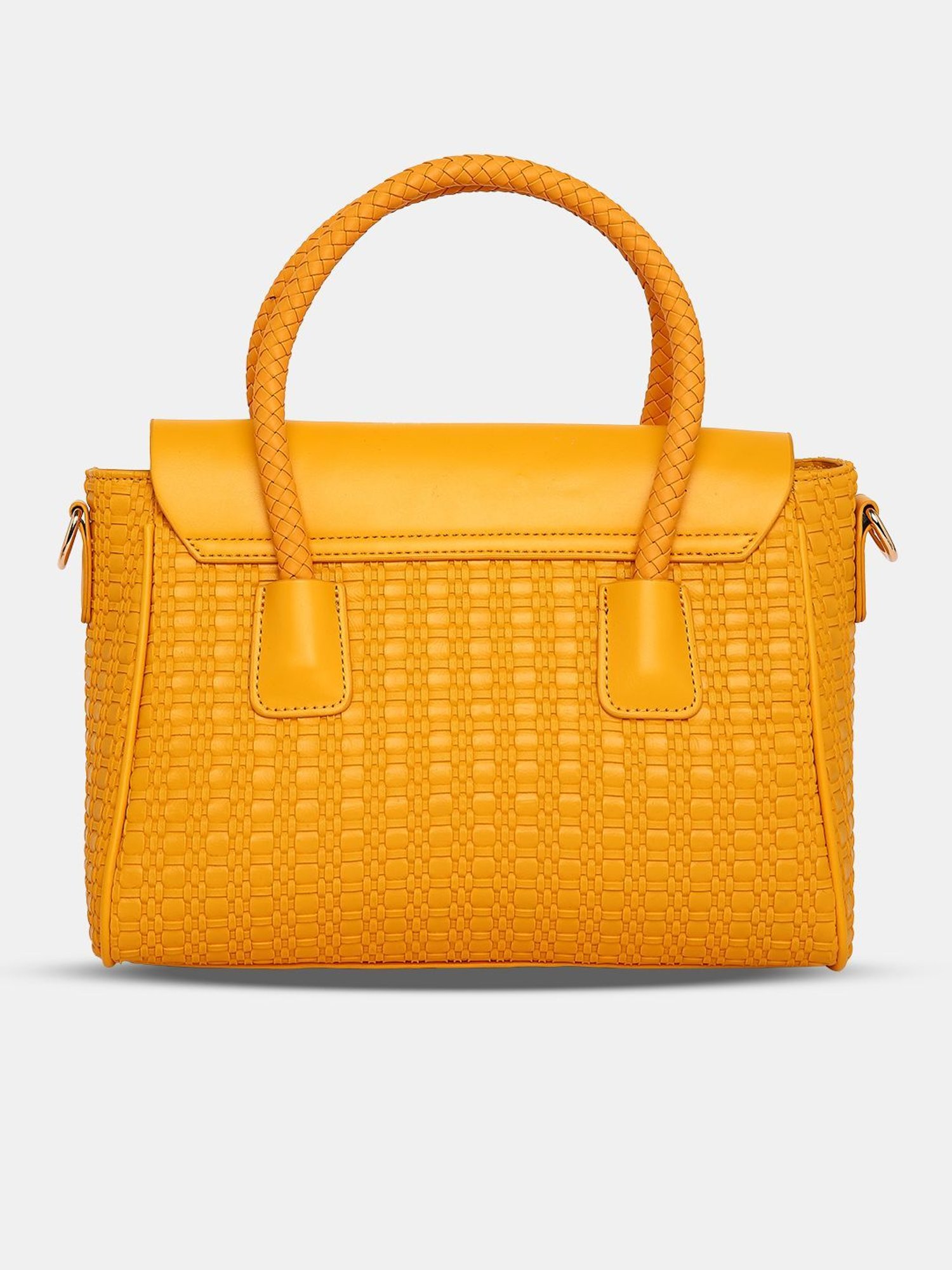 Caprese Yellow Textured Medium Handbag