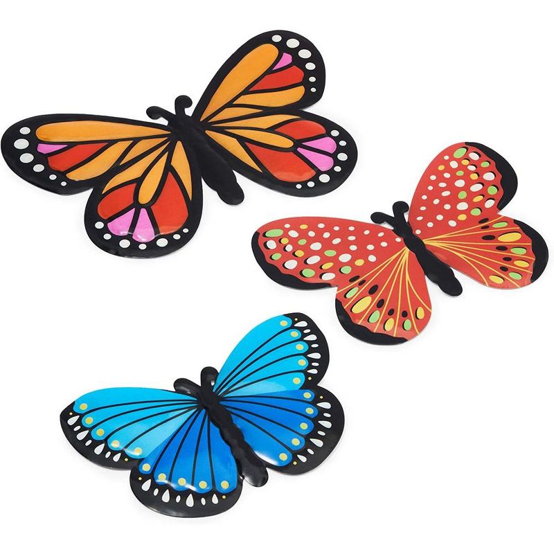 Okuna Outpost 3 Pack Metal Butterfly Outdoor Home Wall D'ecor for Garden and Patio