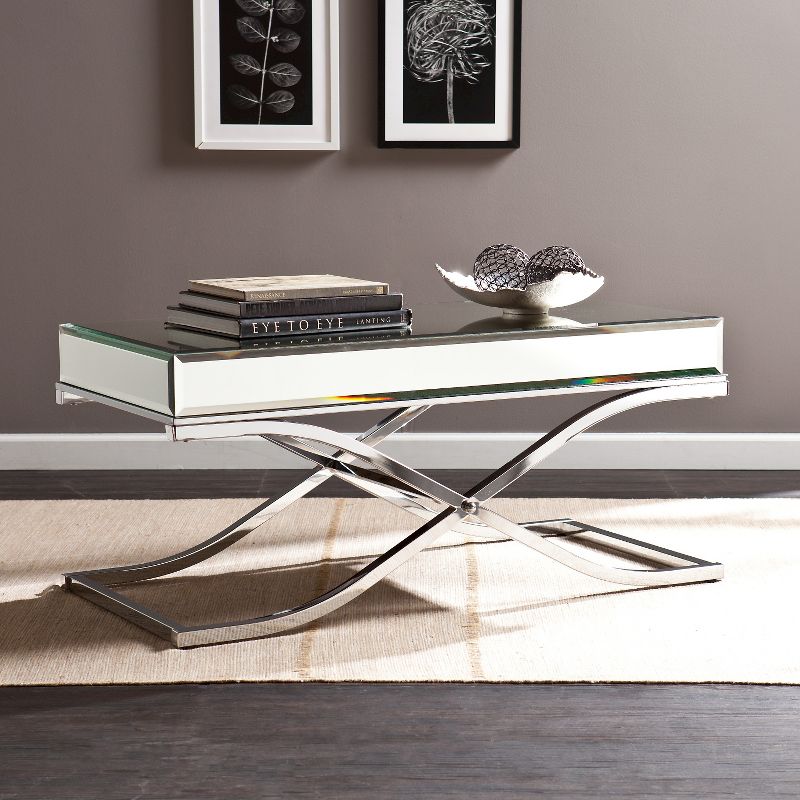Lillian Cocktail Table Chrome/Mirror - Aiden Lane