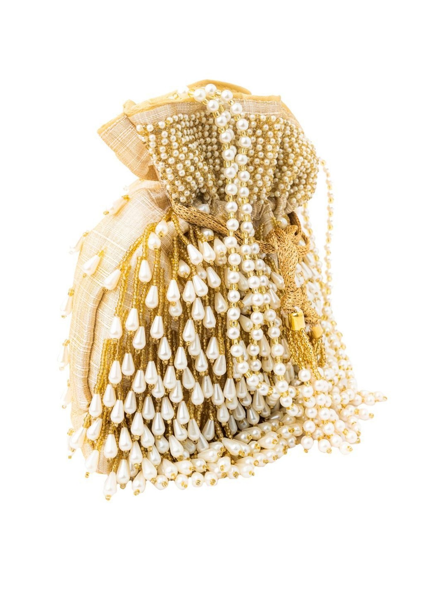 NR by Nidhi Rathi Beige Embellished Potli