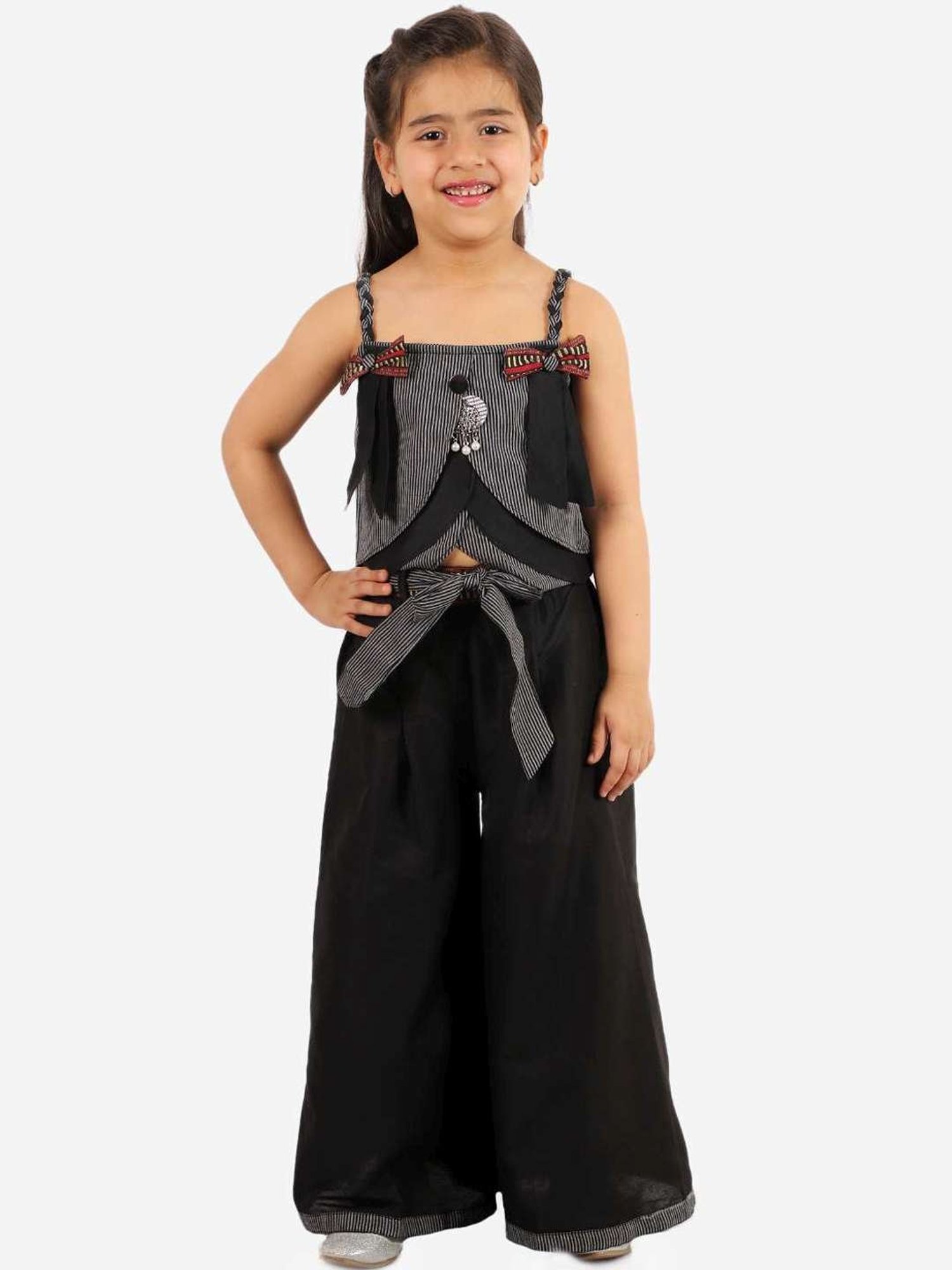 TWISHA Kids Black Embellished Top Set