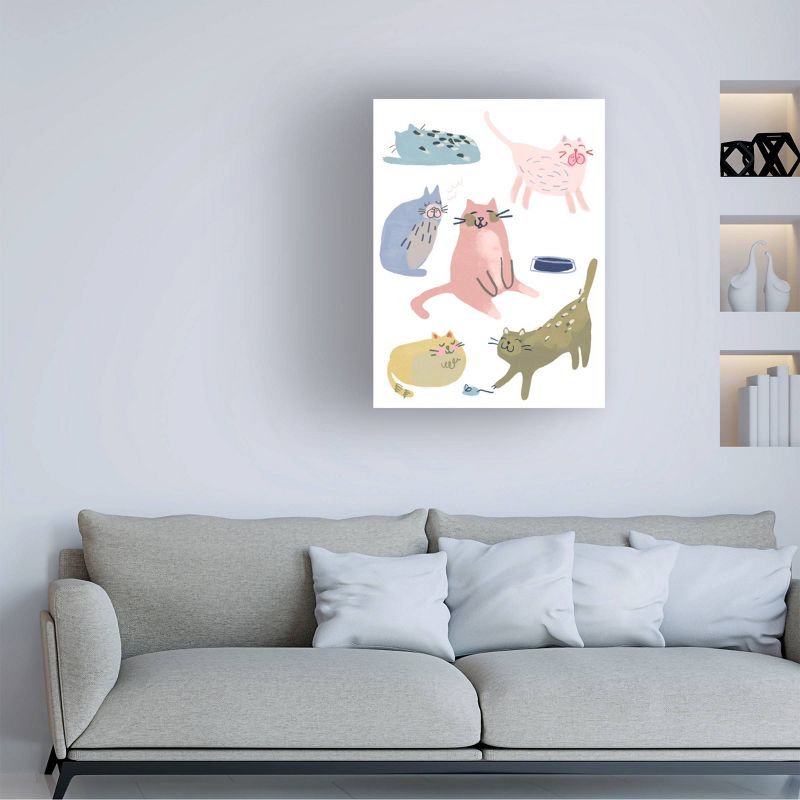 24" x 32" June Erica Vess 'Cat Squad II' Unframed Wall Canvas - Trademark Fine Art