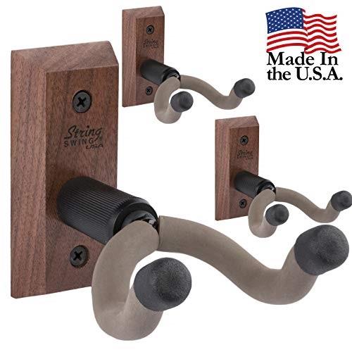 string swing 3 pack cc01kbw hardwood home and studio guitar keeper  black walnut acoustic electric guitar hanger