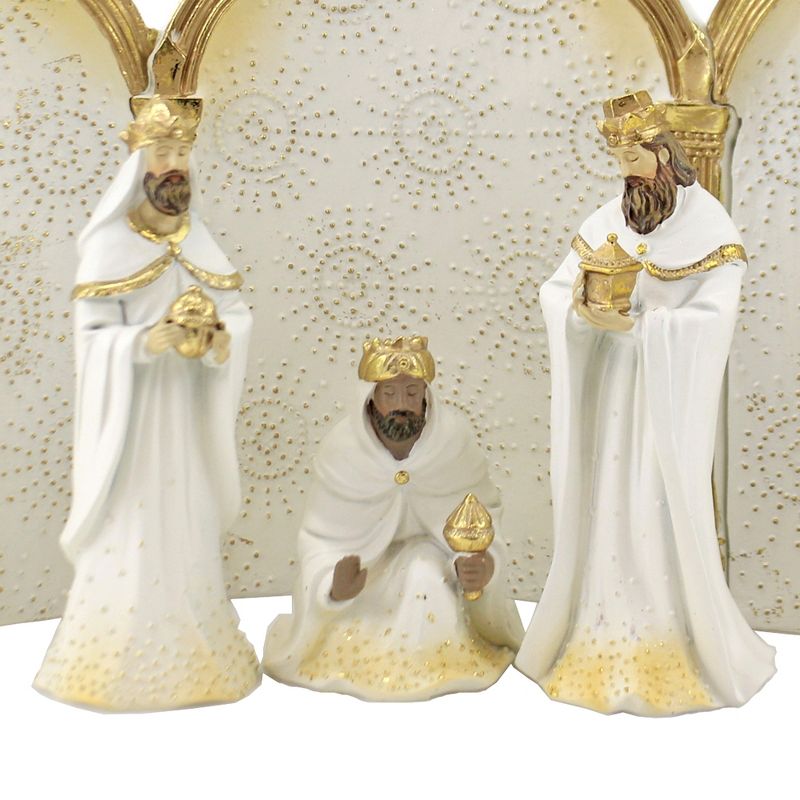 Christmas 11.25" White And Gold Nativity Mary Jesus Joseph Backdrop  -  Decorative Figurines