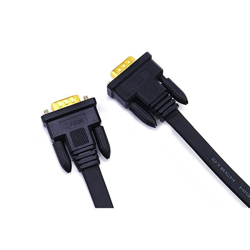 Flat Thin Extra Long VGA Cable 100 ft Male to Male 15 Pin Connector Computer Monitor Cord 1080p High Resolution 31 Meter Black