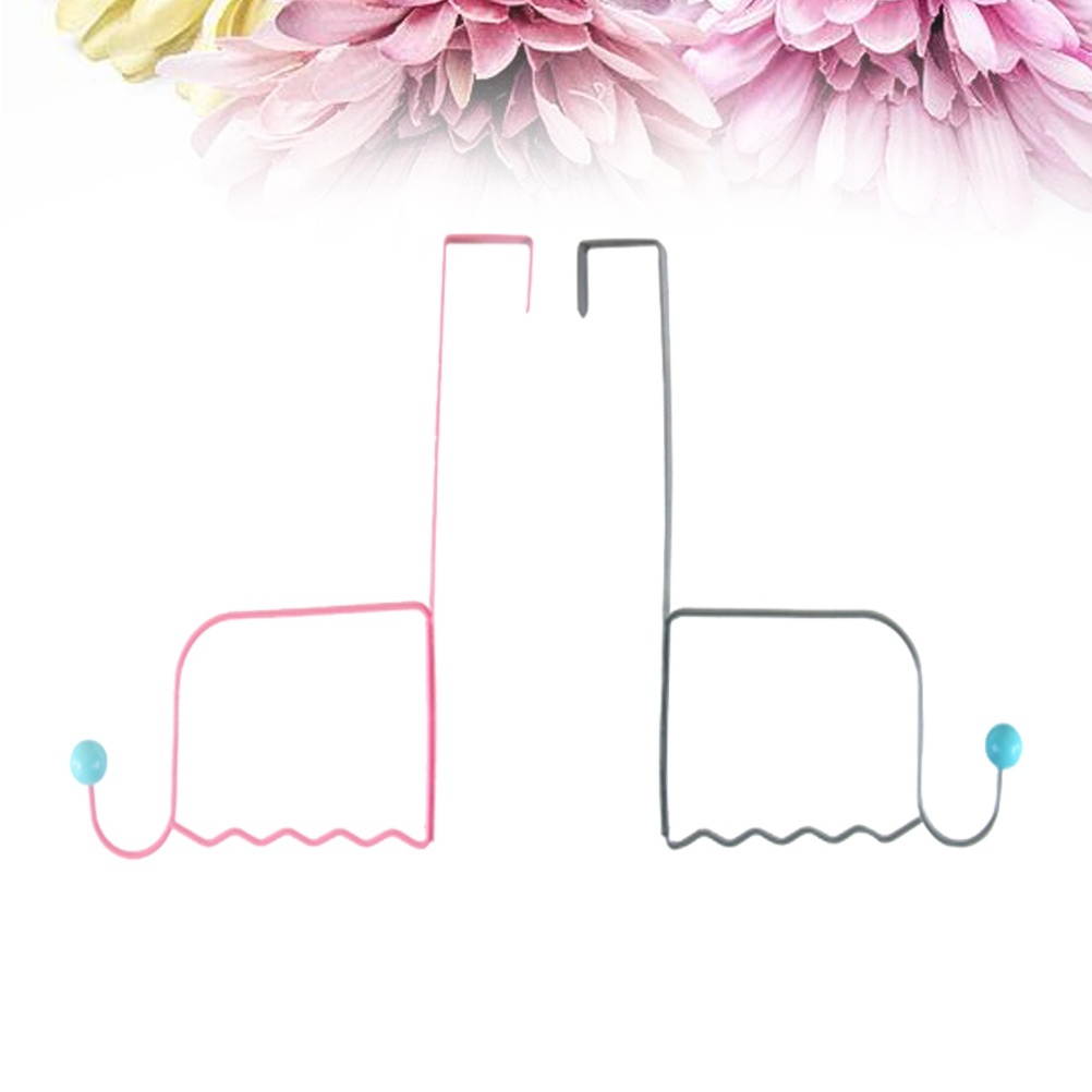 2pcs Ceramic Bead Towel Clothing Hanging Rack Iron Over Door Storage Racks Hat Bag Holder With Hooks Household Storage Organizer (Assorted Colors)