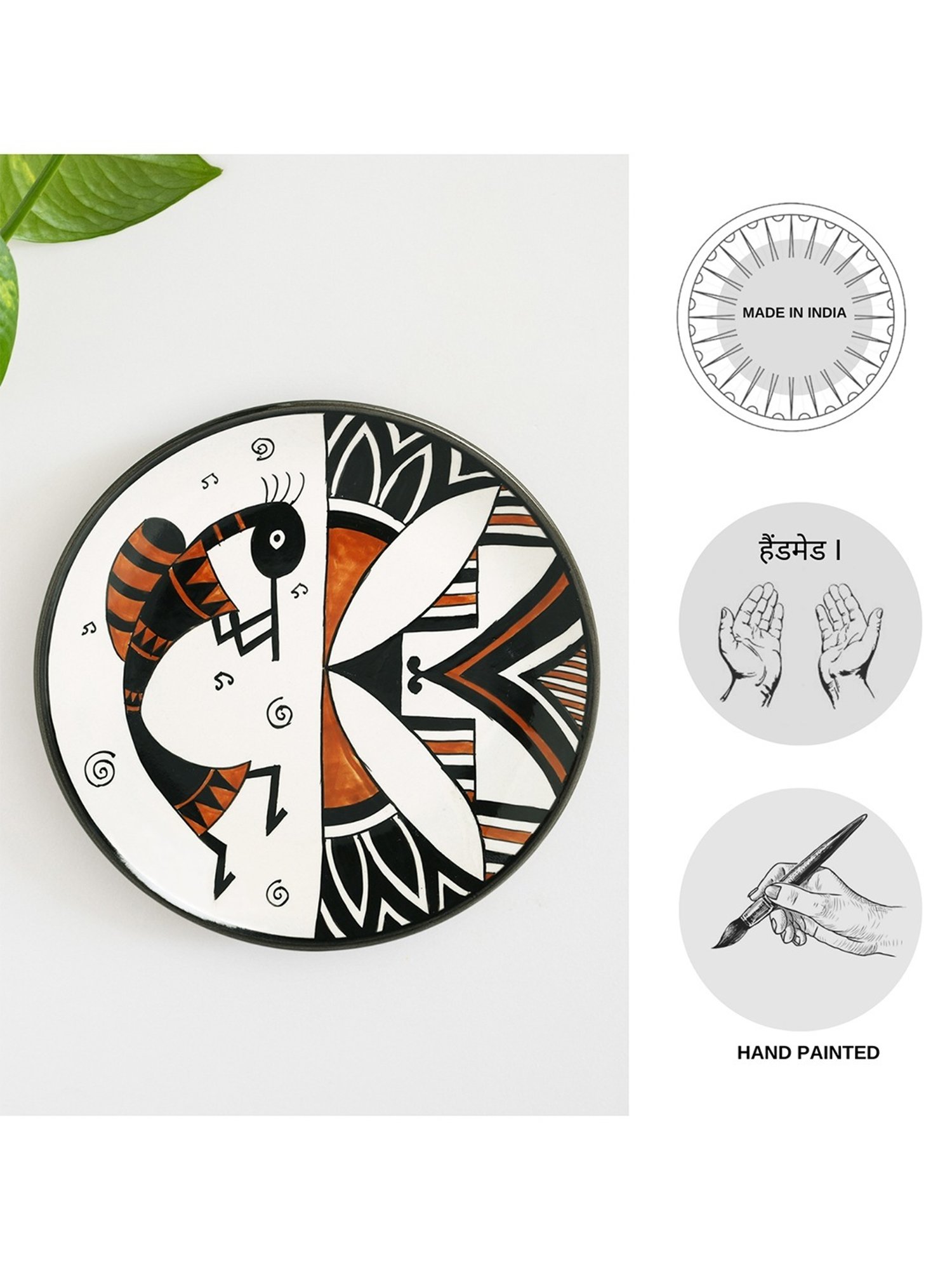 ExclusiveLane Honey Bee Hand-painted Multicolor Ceramic Wall Plate