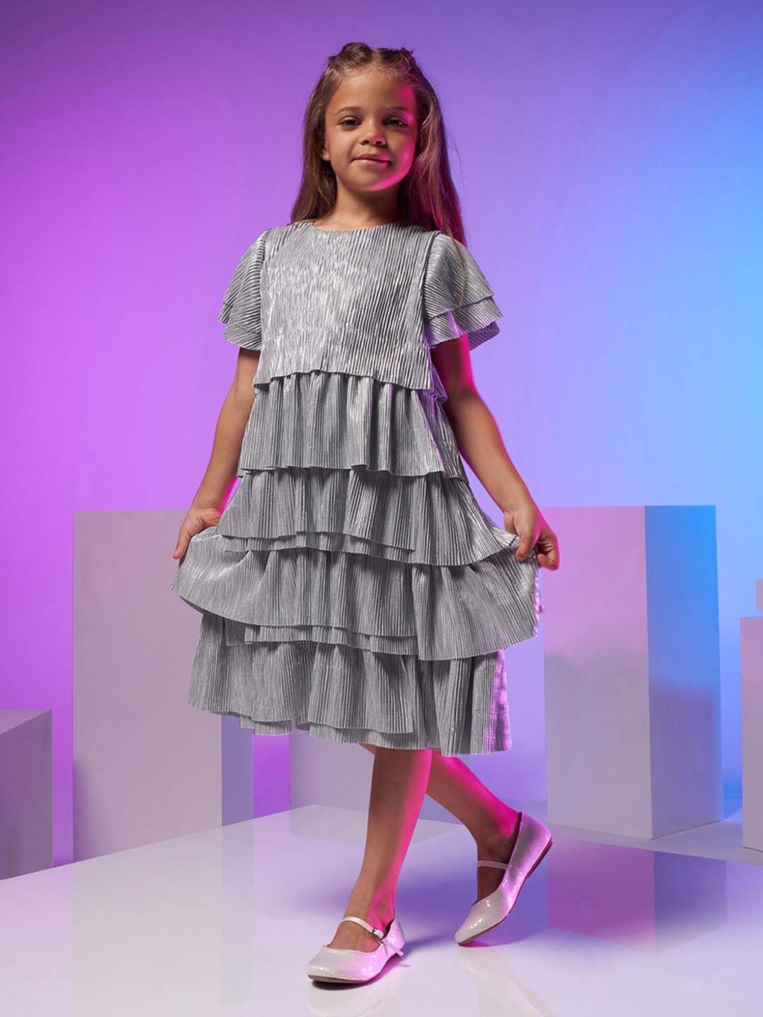 Angel & Rocket Kids Silver Solid Dress