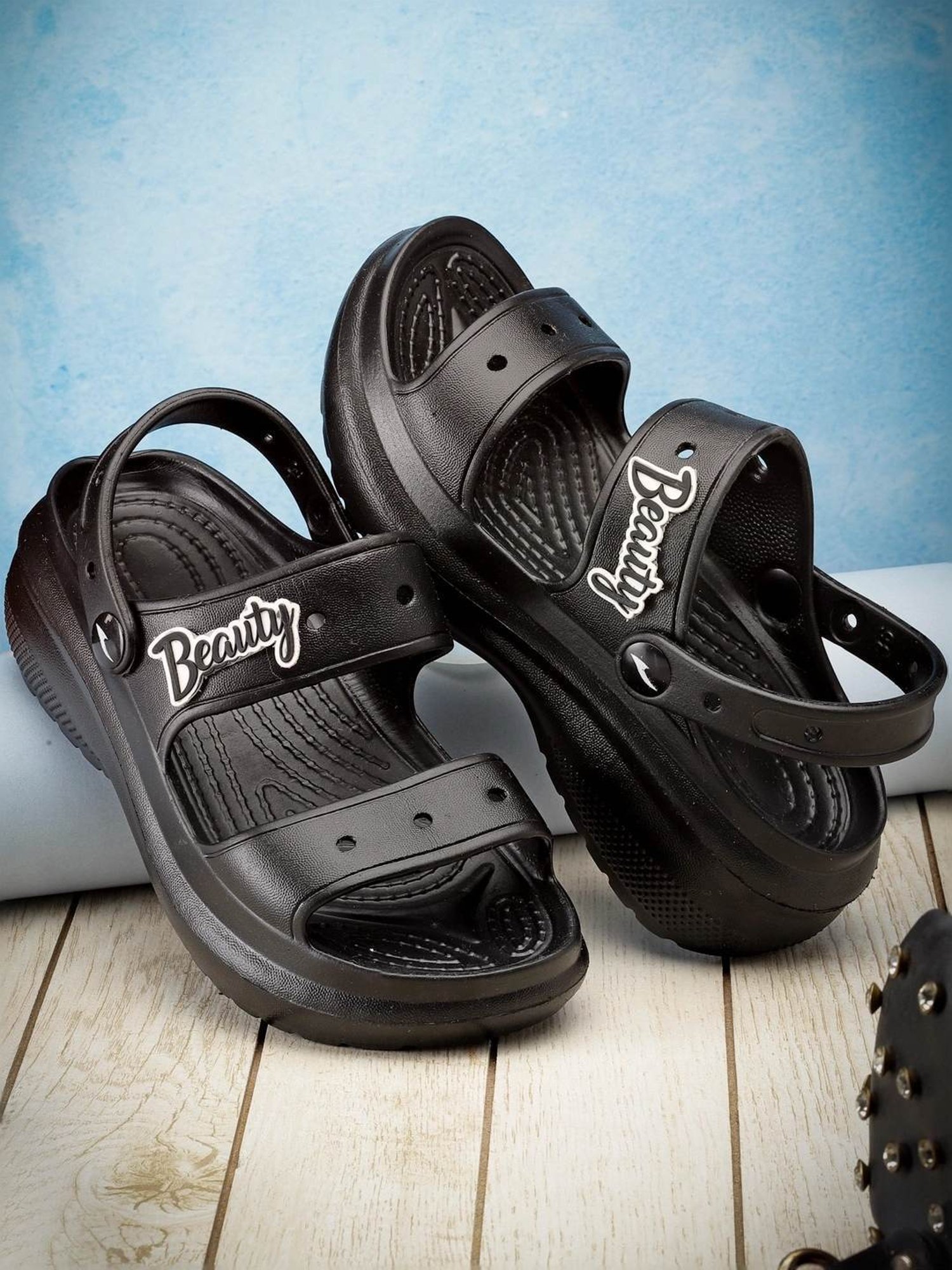 Asian Women's Black Sling Back Wedges