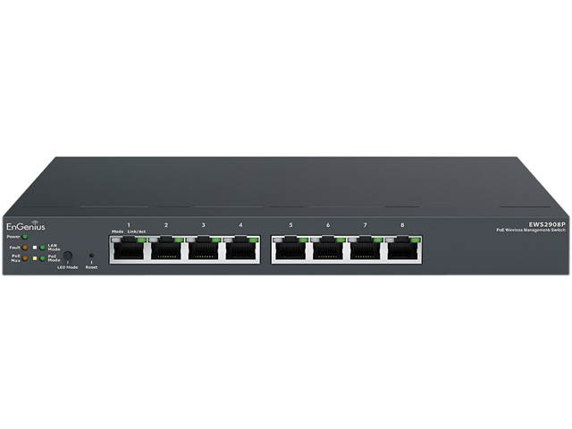 EnGenius - EWS2908P - EnGenius Neutron EWS Managed Gigabit 802.3af Compliant 55W PoE 8 Port Network Switch - 8 Ports -