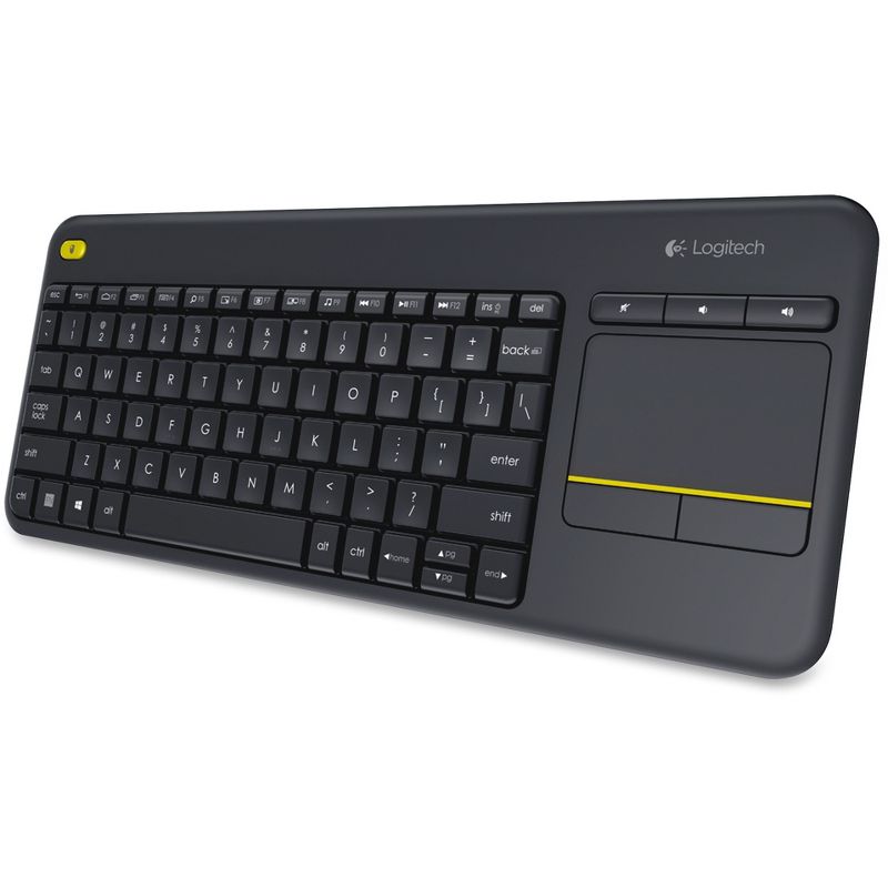 Logitech K400 Plus Touchpad Wireless Keyboard Black - USB Wireless Connectivity - On/Off Power Switch - 2.40 GHz Operating Frequency