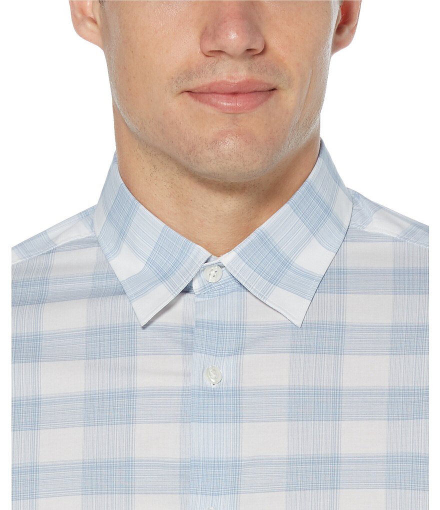 Perry Ellis Plaid Stretch Short-Sleeve Woven Shirt