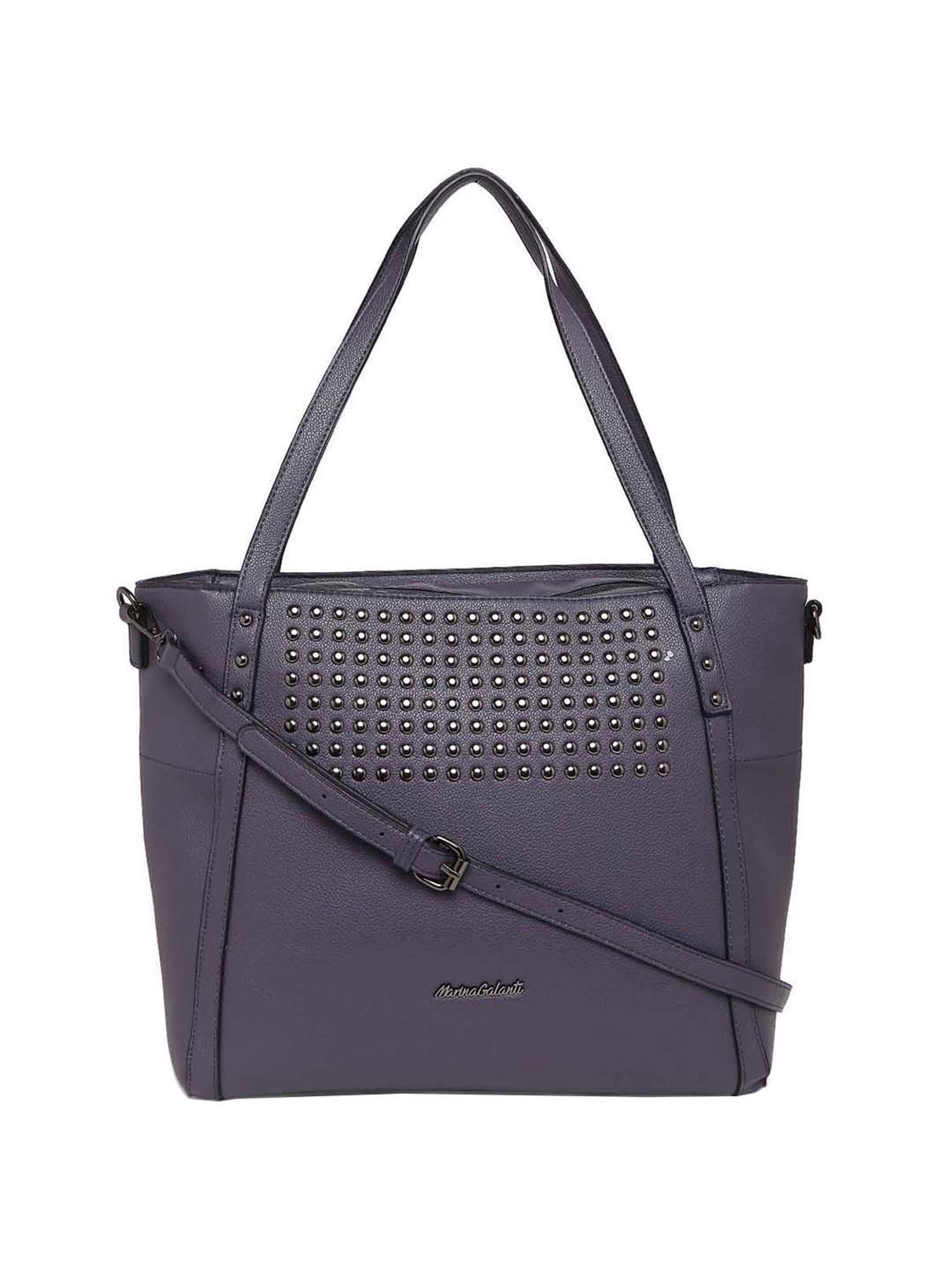 Marina Galanti Purple Rivets Medium Tote Handbag