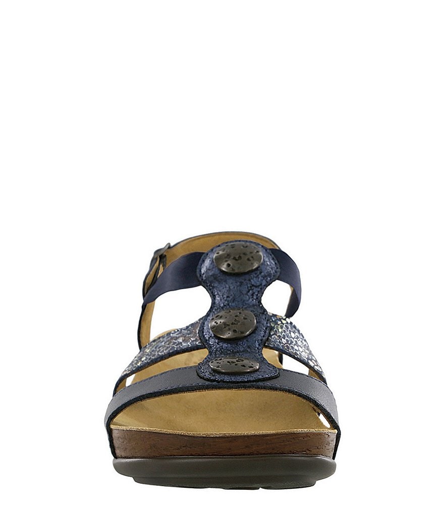 SAS Clover Snake Print Accent Leather Sandals