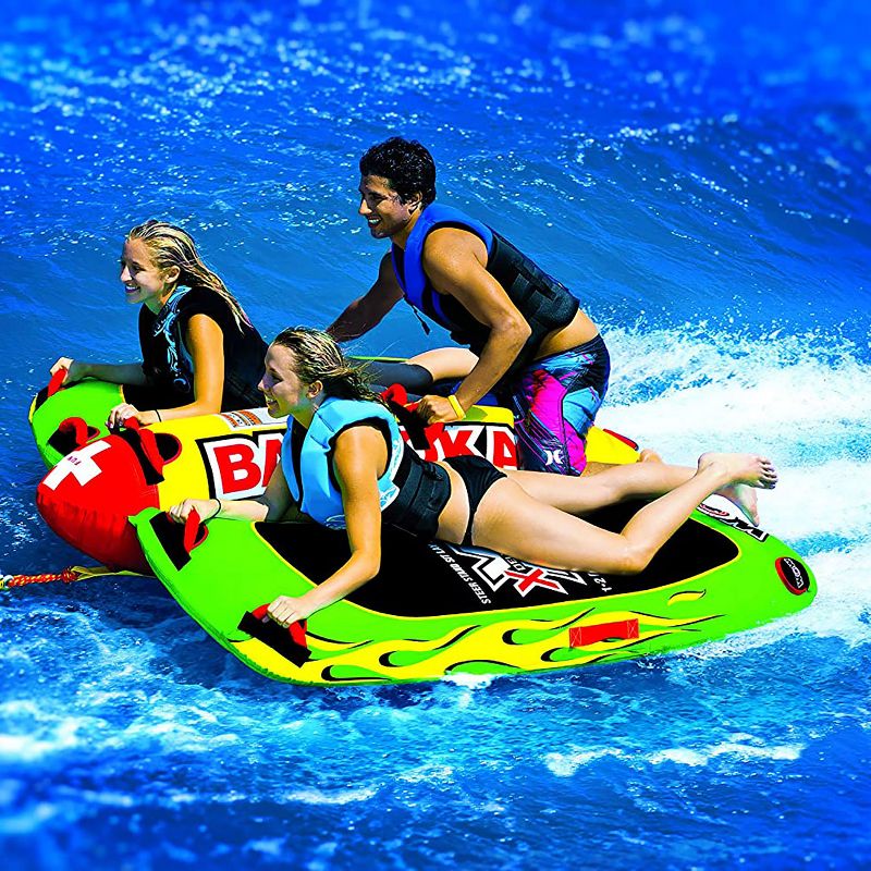 WOW Watersports 13-1010 Big Bazooka Steerable 1 to 4 Person Inflatable River Lake Towable Tube Float with 10 Double Webbing Handles