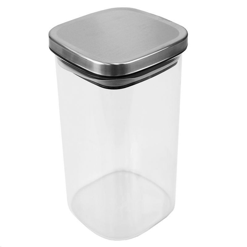 Michael Graves Design Large 47 Ounce Square Borosilicate Glass Canister with Stainless Steel Top