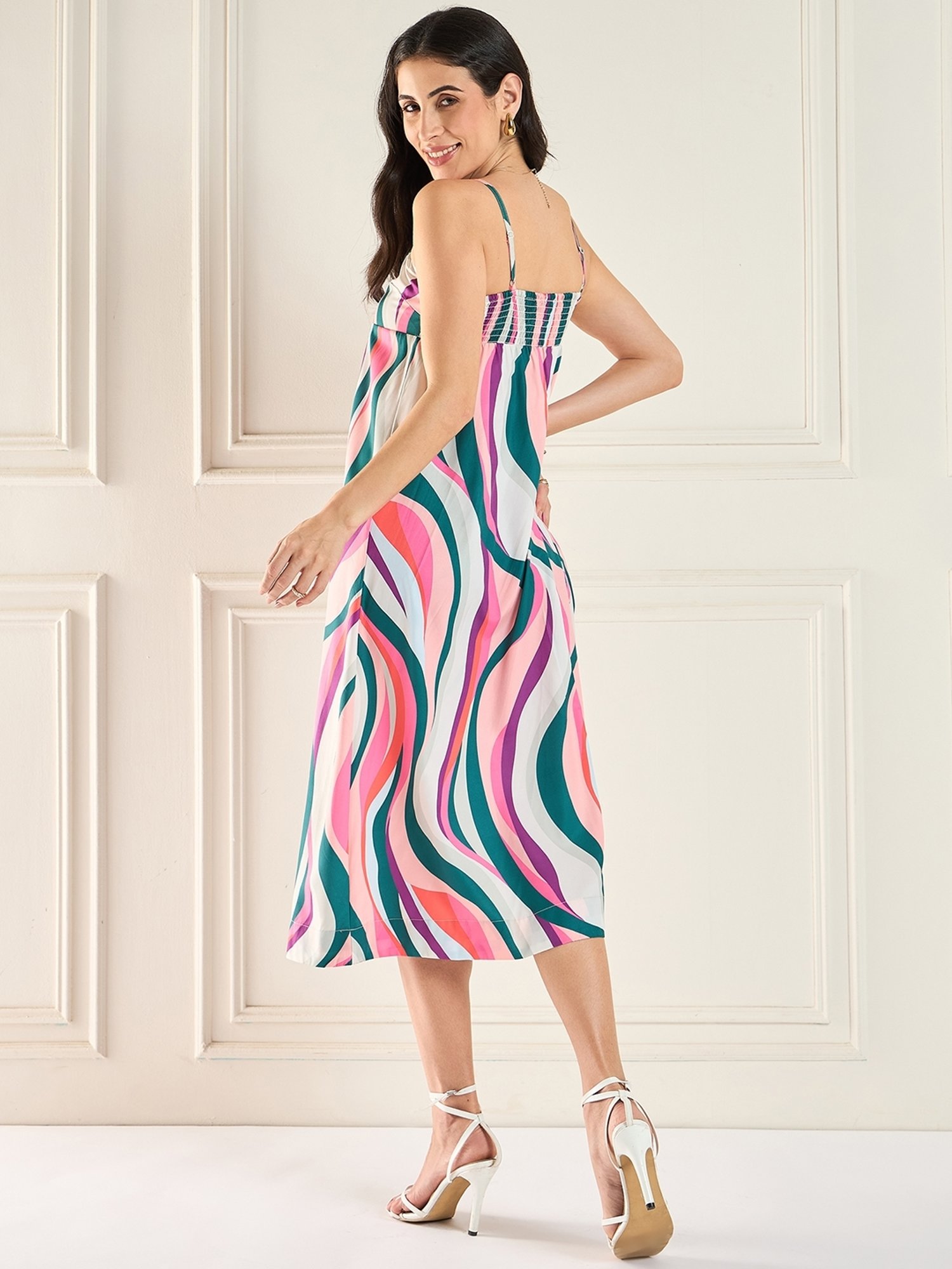 Magre Multi Print Midi Dress