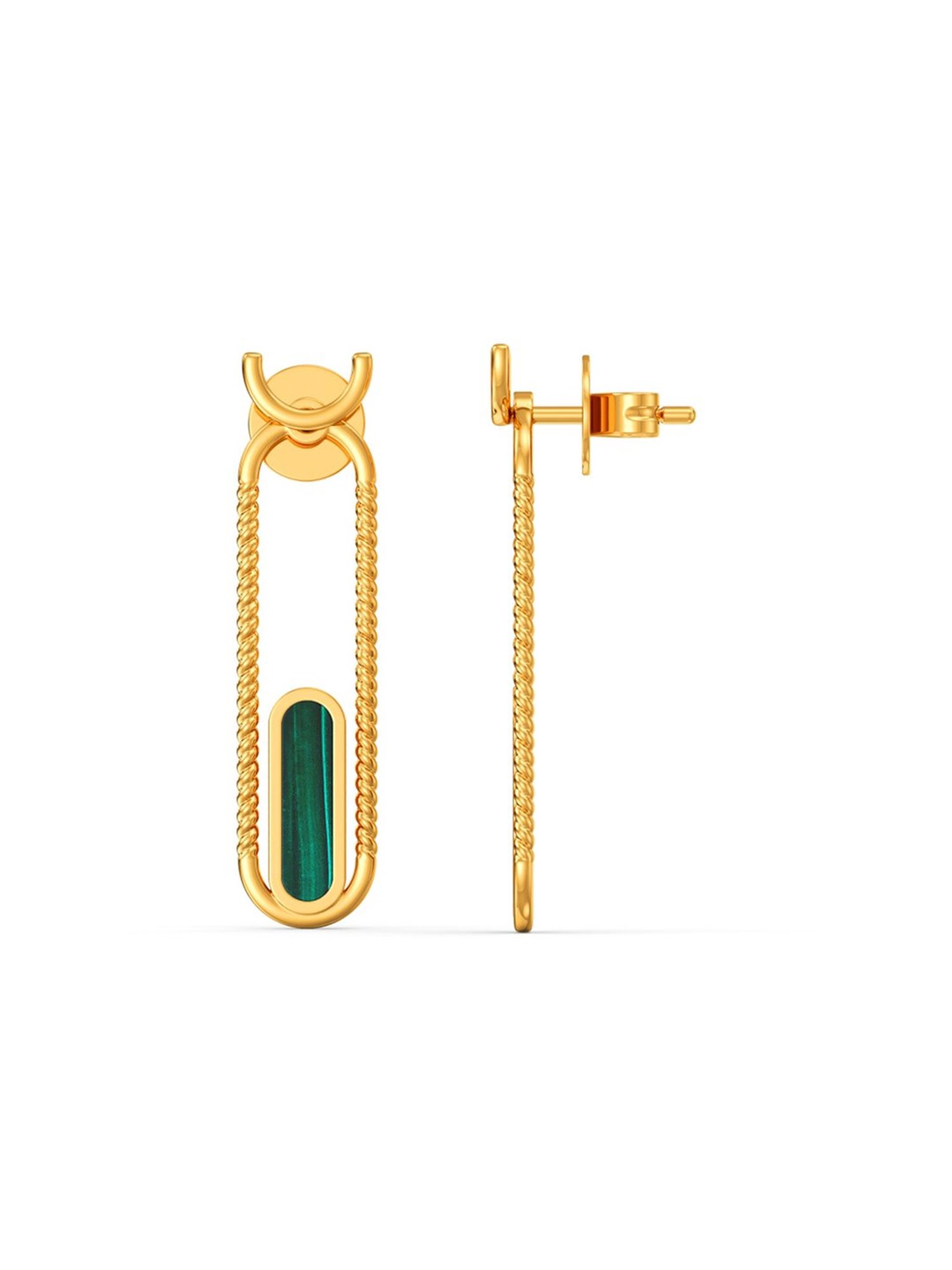 Joyalukkas 22k Gold Capsule-frame Green Brightlight Pendant & Earrings Set