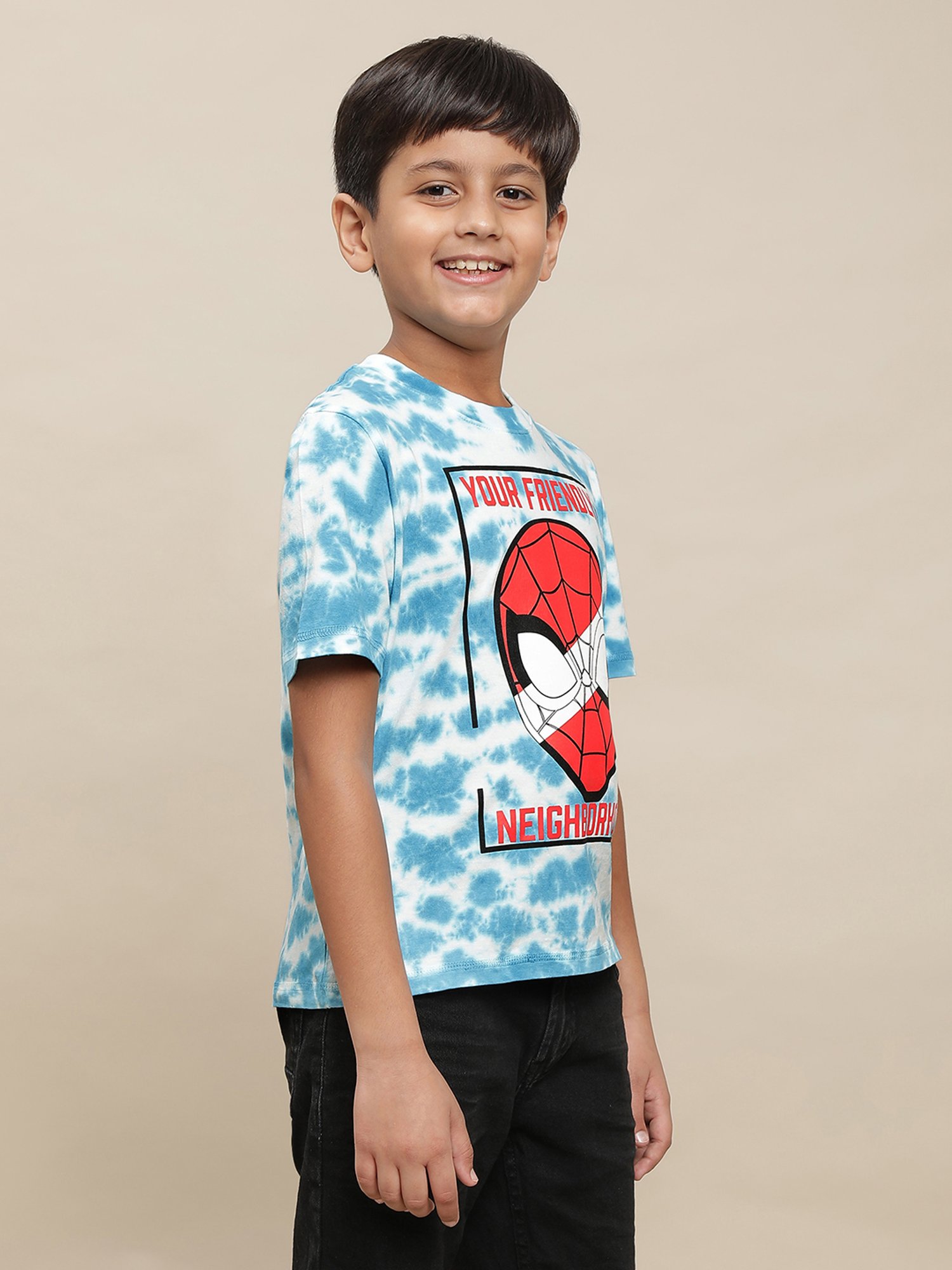 Kidsville Spiderman Printed Multi Color Tshirt For Boys