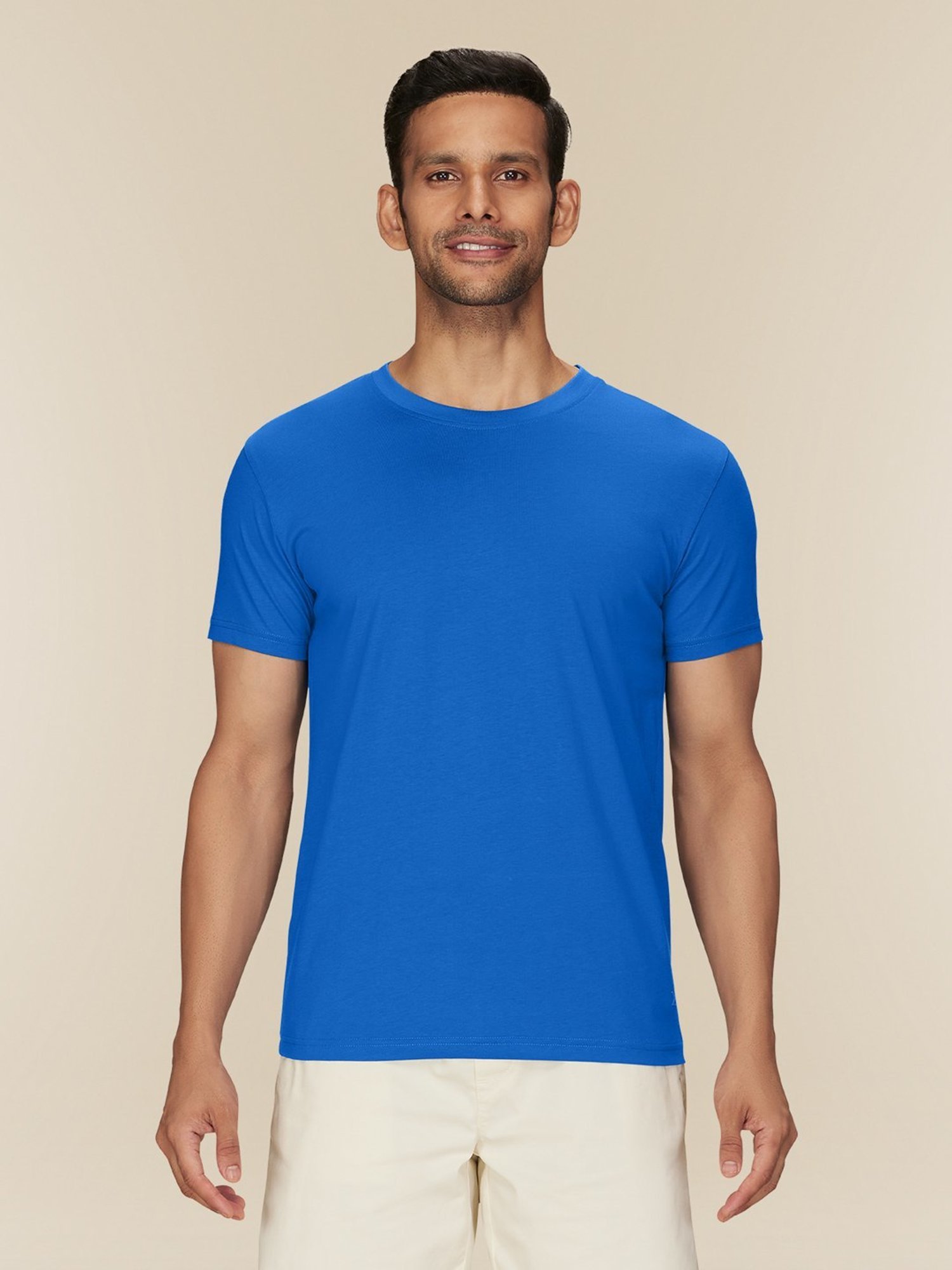 XYXX Olympic Blue Cotton Regular Fit T-Shirts
