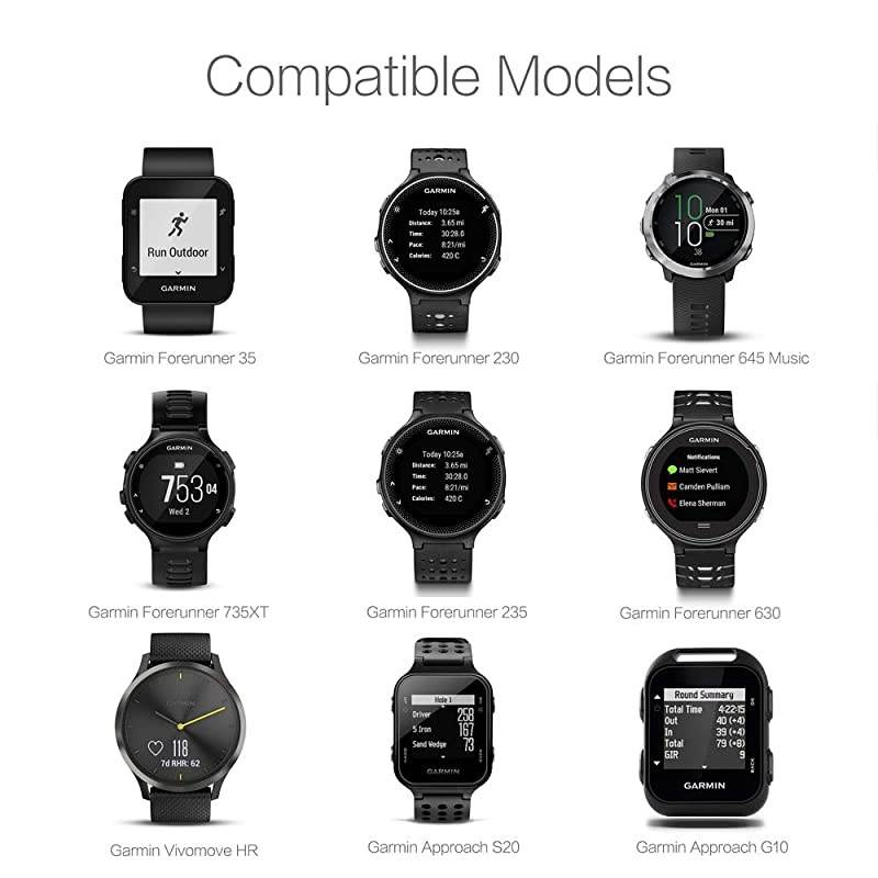 2-Pack] Charger Compatible with Garmin Forerunner 35 35J 230 235 630 645 Music 735XT, Approach G10 S20, Vivomove HR, ForeAthlete 35J - USB 100cm Charging Cable - GPS Smartwatch Accessories