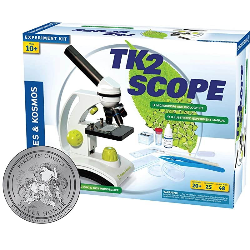 TK2 Scope Biology and Durable Metal Microscope Set with Glass Optics, 25 Experiments and 48 Page Full Color Lab Manual, Professional Student Quality (636815)