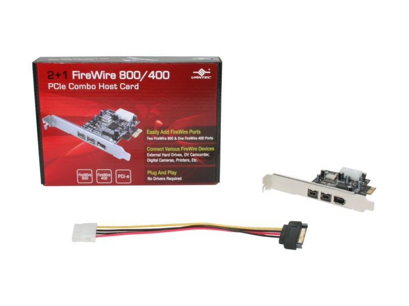 VANTEC 2+1 FireWire 800/400 PCIe Combo Host Card Model UGT-FW210