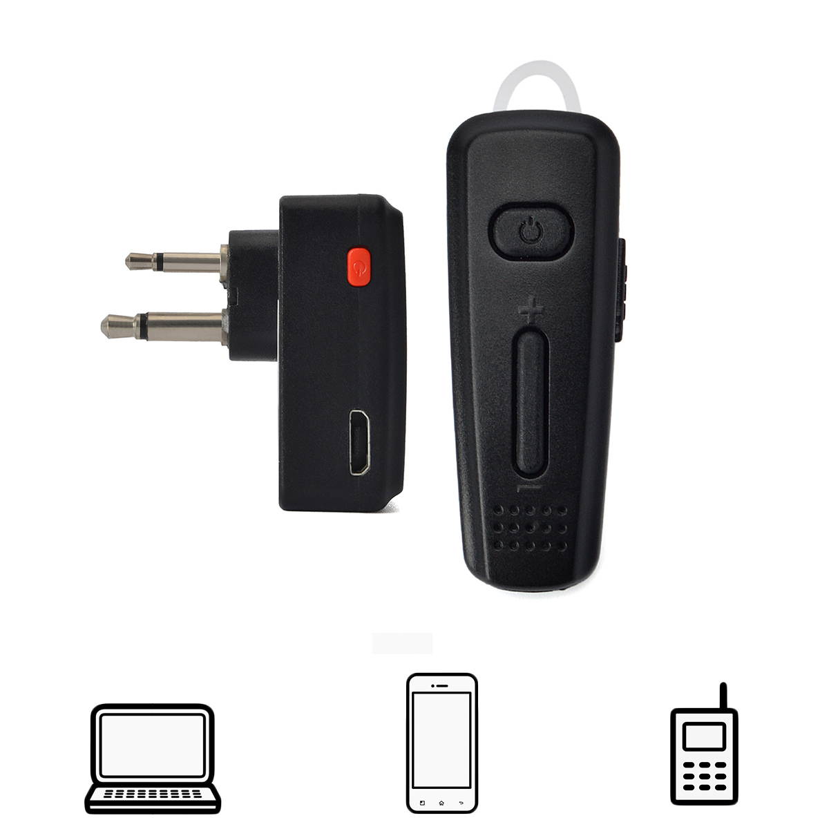 HYS Wireless Bluetooth Earpiece 2 Pin in-Ear Headset With Wireless Dongle For Motorola Ham/Portable Radio Walkie Talkie