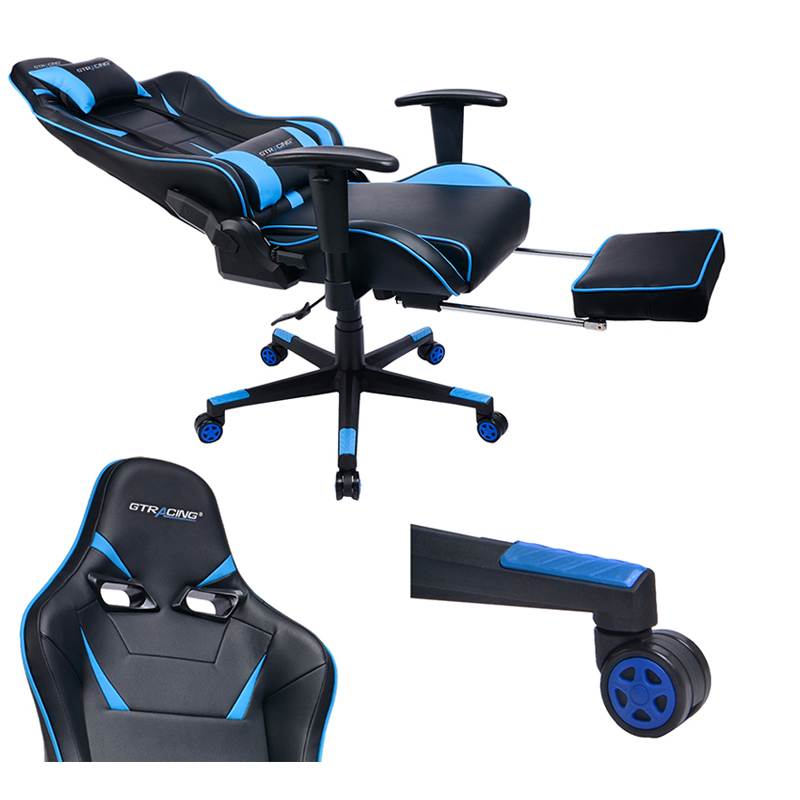 GTRACING Big and Tall Gaming Chair with Footrest Heavy Duty Adjustable Recliner with Headrest Lumbar Support Pillow High Back Ergonomic Leather Racing Computer Desk Executive Office Chair