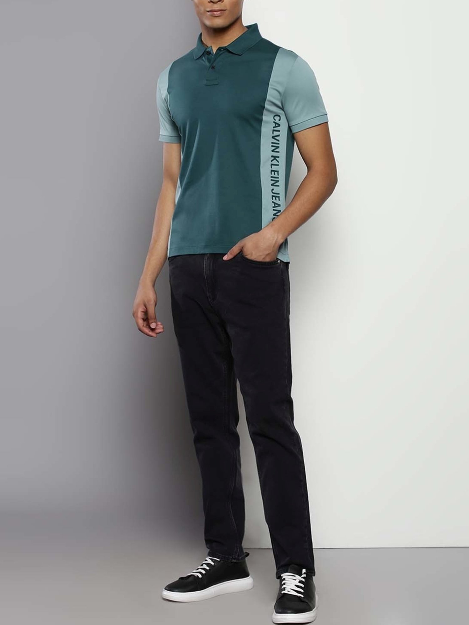 Calvin Klein Atlantic Deep Cotton Slim Fit Colour Block Polo T-Shirt
