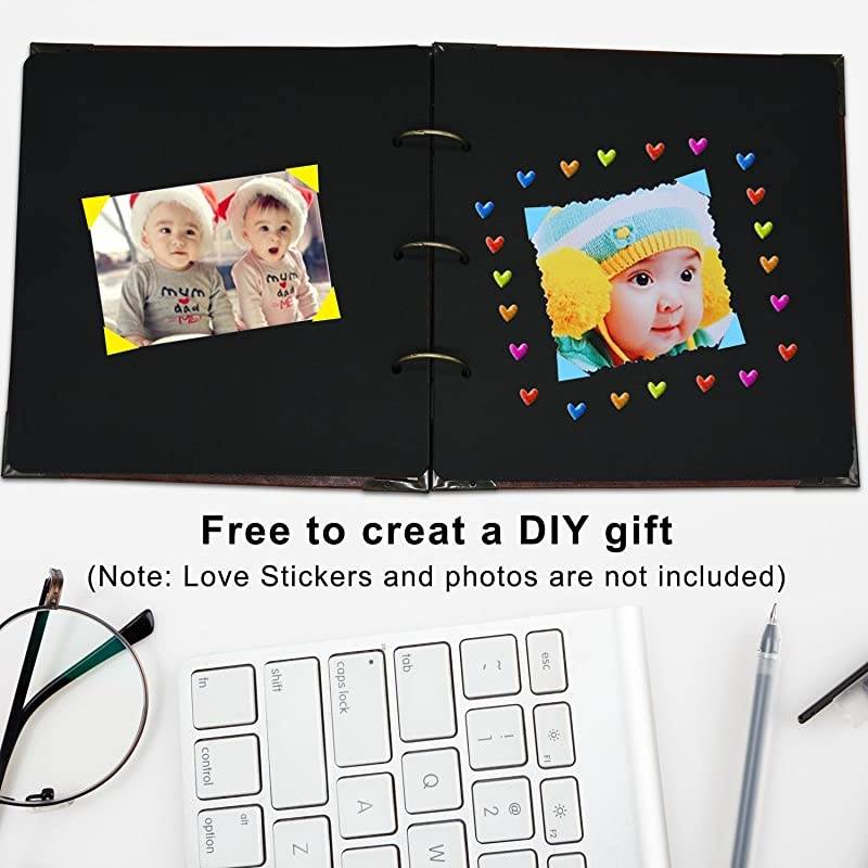 Scrapbook Photo Album Heart Scrapbook Album 10x10 50 Pages Hardcover Vintage Leather ThreeRing Binder Picture Booth Albums for Anniversary Wedding Guest Family Memory Travelling