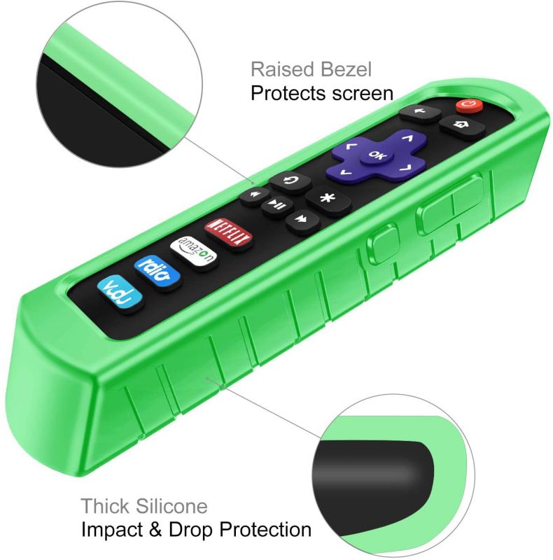 Fintie Protective Case for Roku Steaming Stick 3600R, TCL Roku TV RC280 Remote - CaseBot (Honey Comb Series) Light Weight (Anti Slip) Shock Proof Silicone Remote Controller Cover, Green Glow