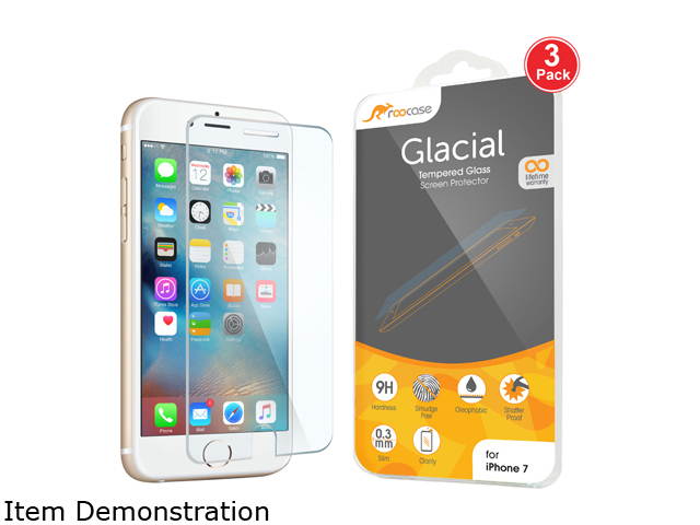 rooCASE Clear Tempered Glass Screen Protector for Apple iPhone 7 (3-Pack) RC-IPH7-4.7-TG018-3PK