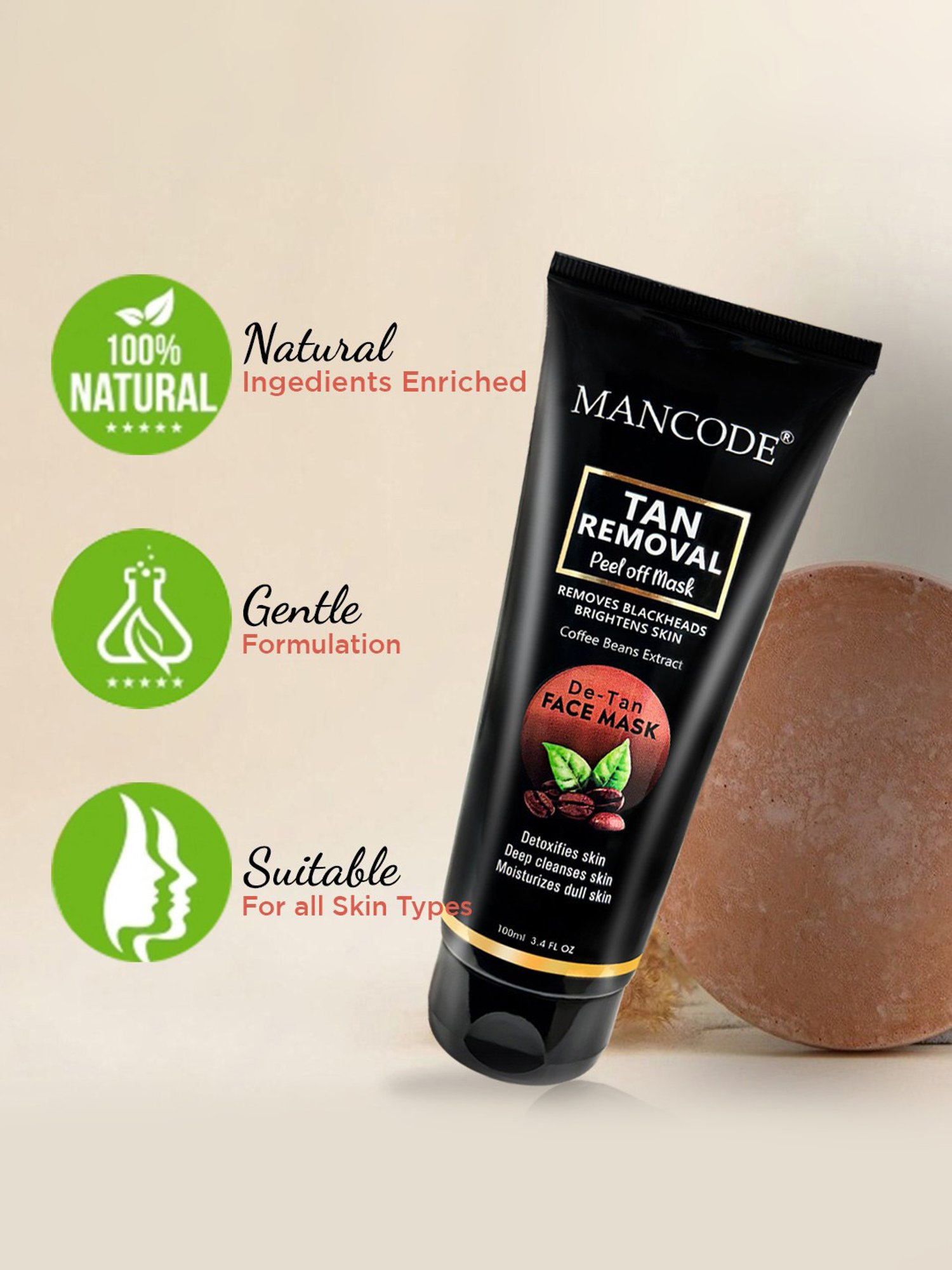 Mancode Detoxifying De Tan, Vitamin C & Acne Control Tea Tree Foaming Facewash (Pack of 3)