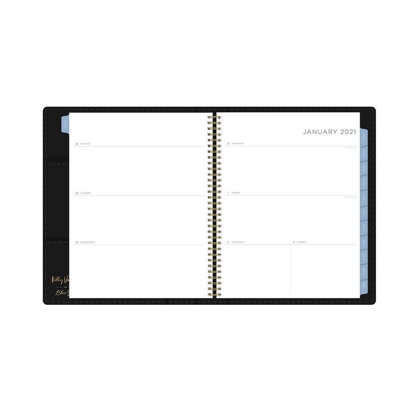 2021 Planner 8.5" x 11" Faux Leather Weekly/Monthly Wirebound Refillable Black - Kelly Ventura