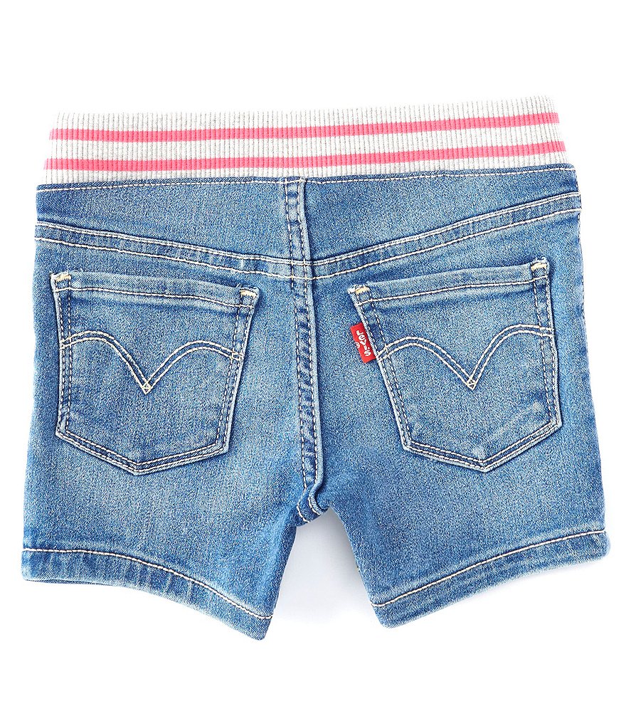 Levi's Little Girls 2T-6X Mid-Rise Striped Elastic-Waist Stretch Pull-On Shorty Shorts