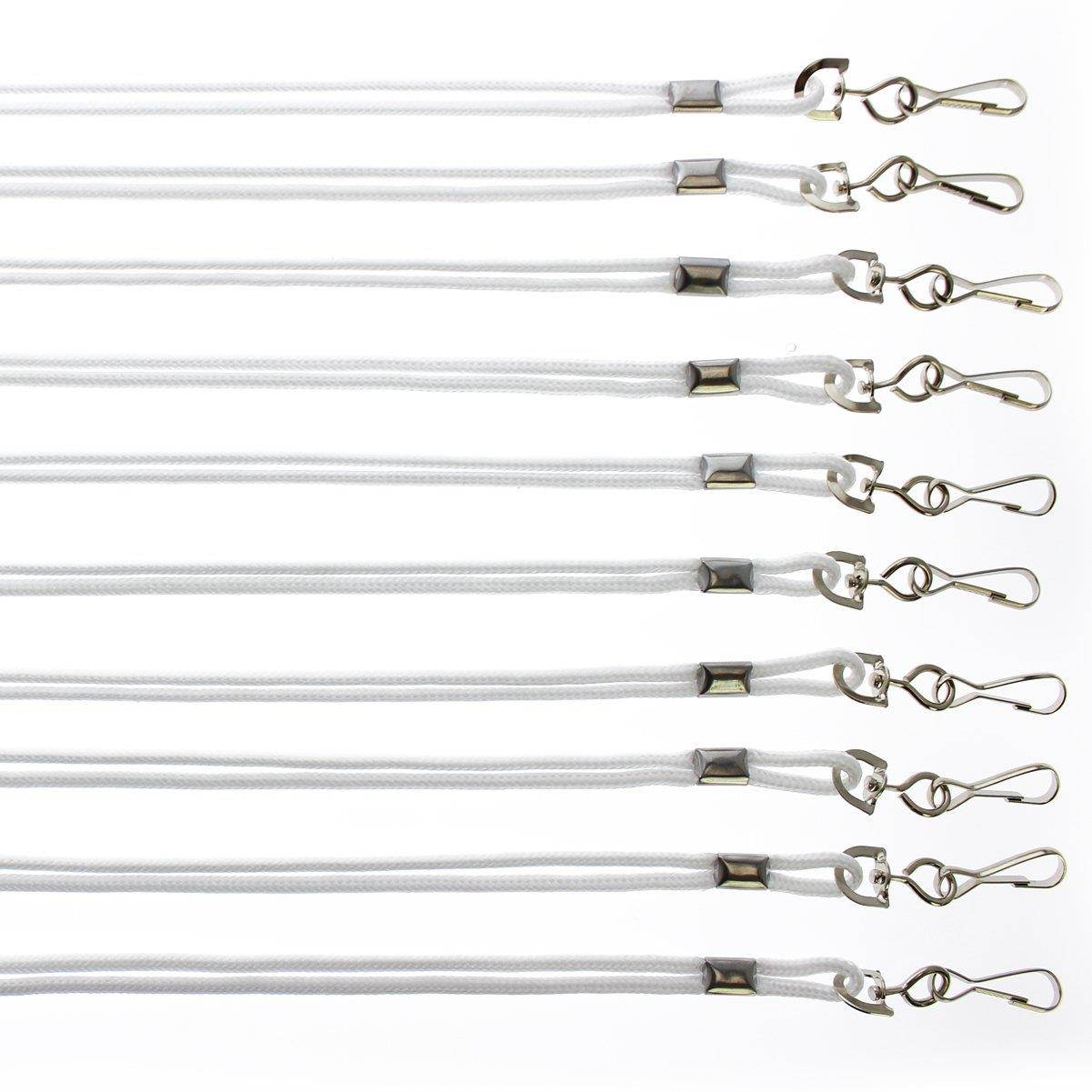 25 Pack - Premium Round ID Badge Neck Lanyards for Card Holders and Name Tags - 36 in Non-Breakaway Heavy Duty Cord & Secure Metal Swivel J Hook Clip by Specialist ID (White)