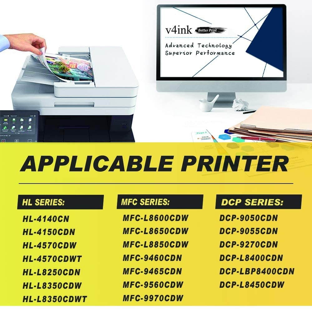 V4INK Compatible High Yield Brother TN336 TN315 TN310 TN331 Black Toner Cartridge for Brother TN-315 TN-336 BK Toner HL-L8350CDW HL-4150CDN HL-L8350CDWT MFC-L8850CDW MFC-9970CDW Printer (New Version)