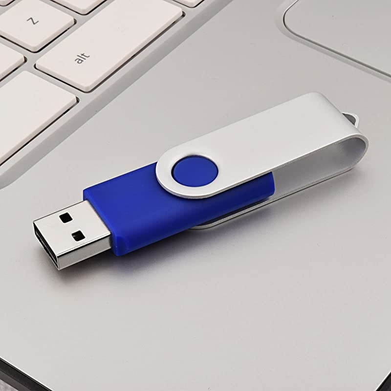 10 Pack 16GB Bulk USB 20 Flash Drive Thumb Drive Jump Drive Fold Storage Swivel Memory Stick with Key Ring Design Portable Pen Drive Blue