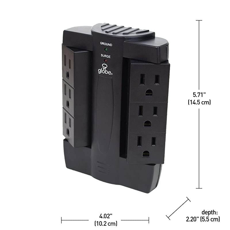 7792001 Wall Tap, 6 Outlet, Black