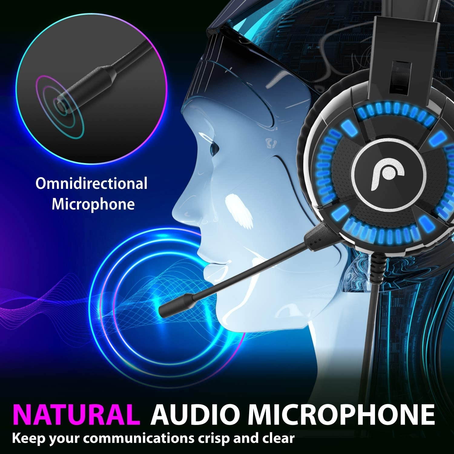 Fosmon Gaming Headset with Mic Microphone, (50mm Surround Sound Driver) Strong Bass Over Ear Headphone with Comfy Ergonomic Headband Compatible with Xbox One PS4 Nintendo Switch PC Laptop Desktop Mac