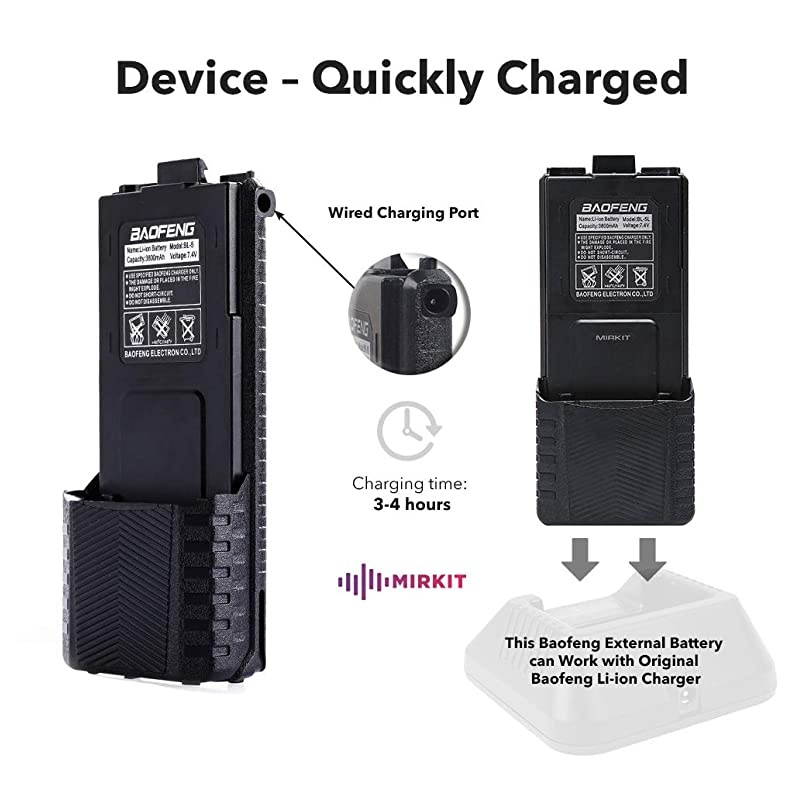 Baofeng Accessories Set Baofeng Battery BL5L 3800mah with Baofeng USB Charging Cable Compatible with Baofeng UV 5R MK2 MK3 MK4 MK5 BF8HP UV5RX3 RD5R UV5RTP UV5X3 by  Radio