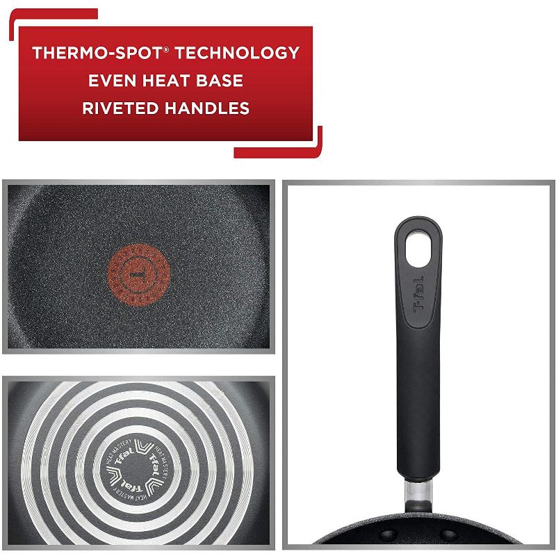 T-fal C561SC Titanium Advanced Nonstick Thermo-Spot Heat Indicator Dishwasher Safe Cookware Set, 12-Piece, Black