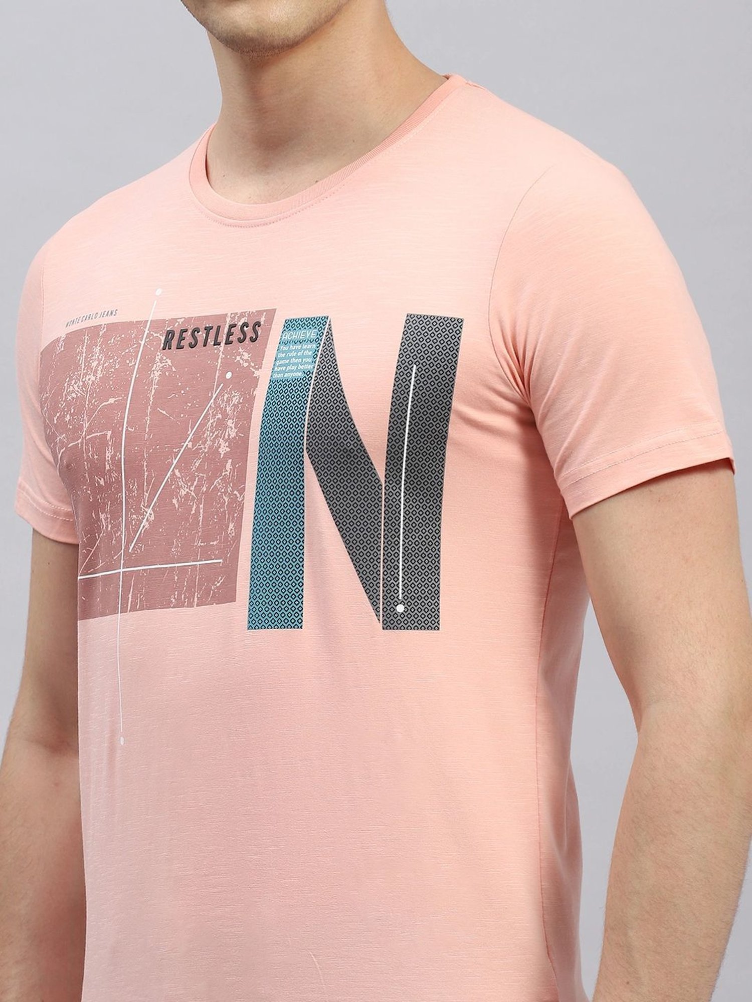 Monte Carlo Peach Regular Fit Printed T-Shirt