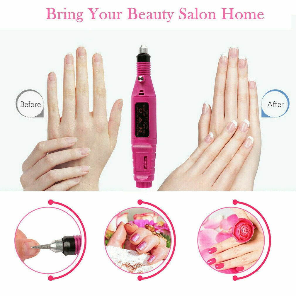 Electric Nail File Art Drill File Acrylic Manicure Pedicure Portable Machine Kit