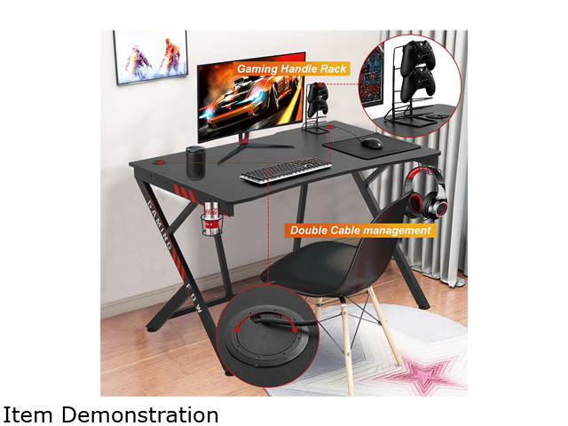 Gaming Desk Computer Desk Home Office Desk Racing Style Study DeskExtra Large Modern Ergonomic PC Carbon Fiber Writing Desk Table with Cup Holder Headphone Hook