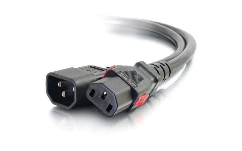 C2G 2ft Locking C14 to C13 10A 250V Power Cord Black - 250 V AC / 10 A - Black