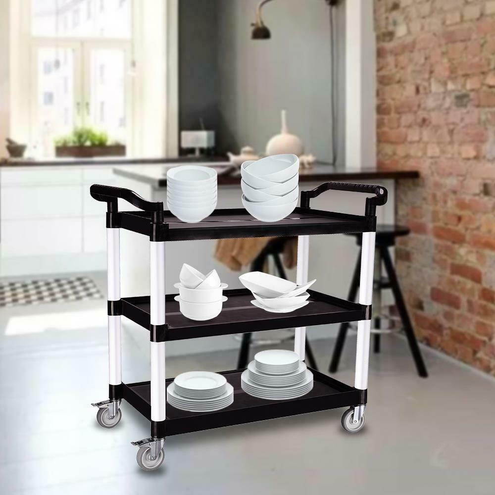 3-Shelf Rolling Service/Utility/Push Cart. 330 lbs Capacity 30.3 x 12 x 32"