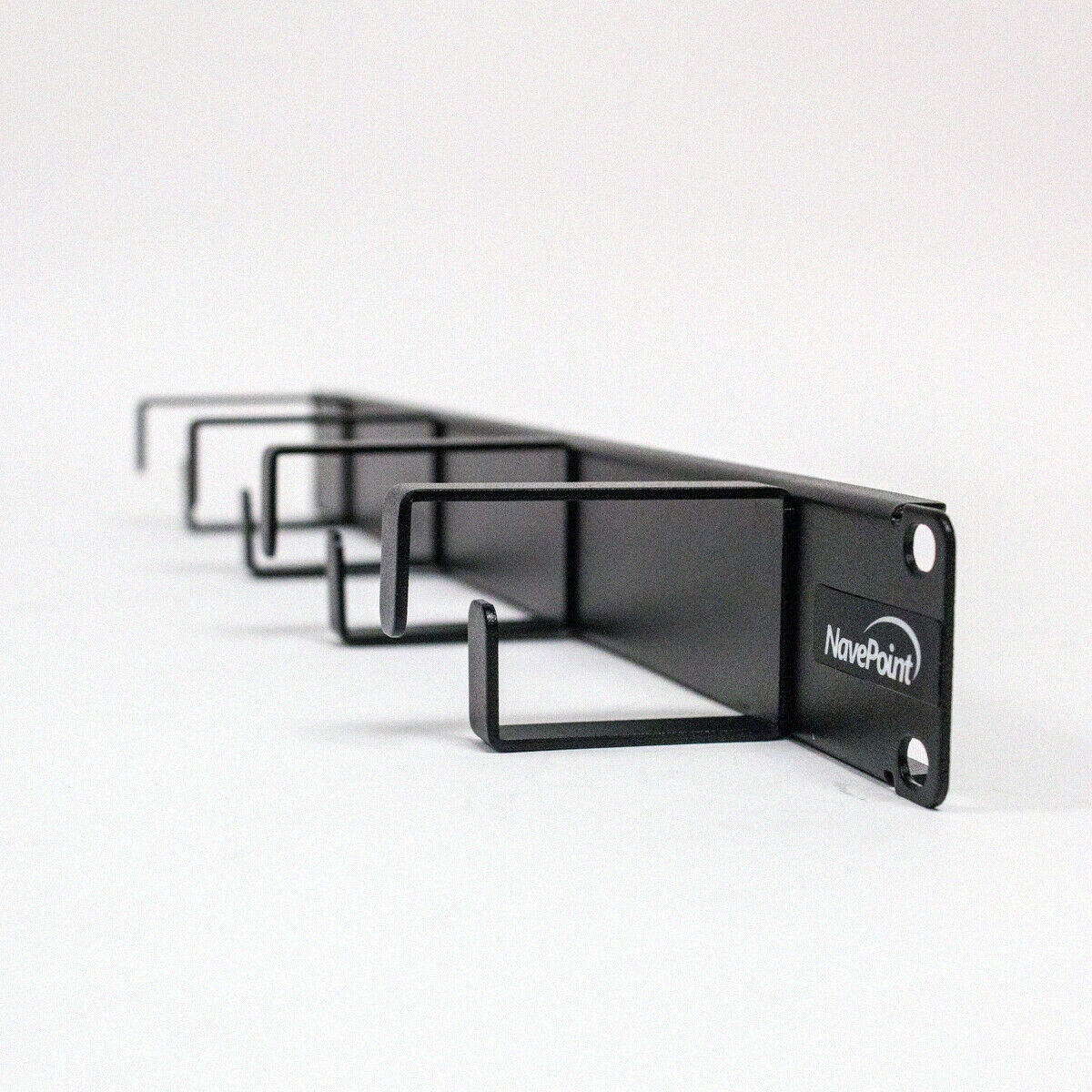 Horizontal Rack Mount Cable Management Bracket 1U 4 D-Rings 2-Inches Deep 4 Pack