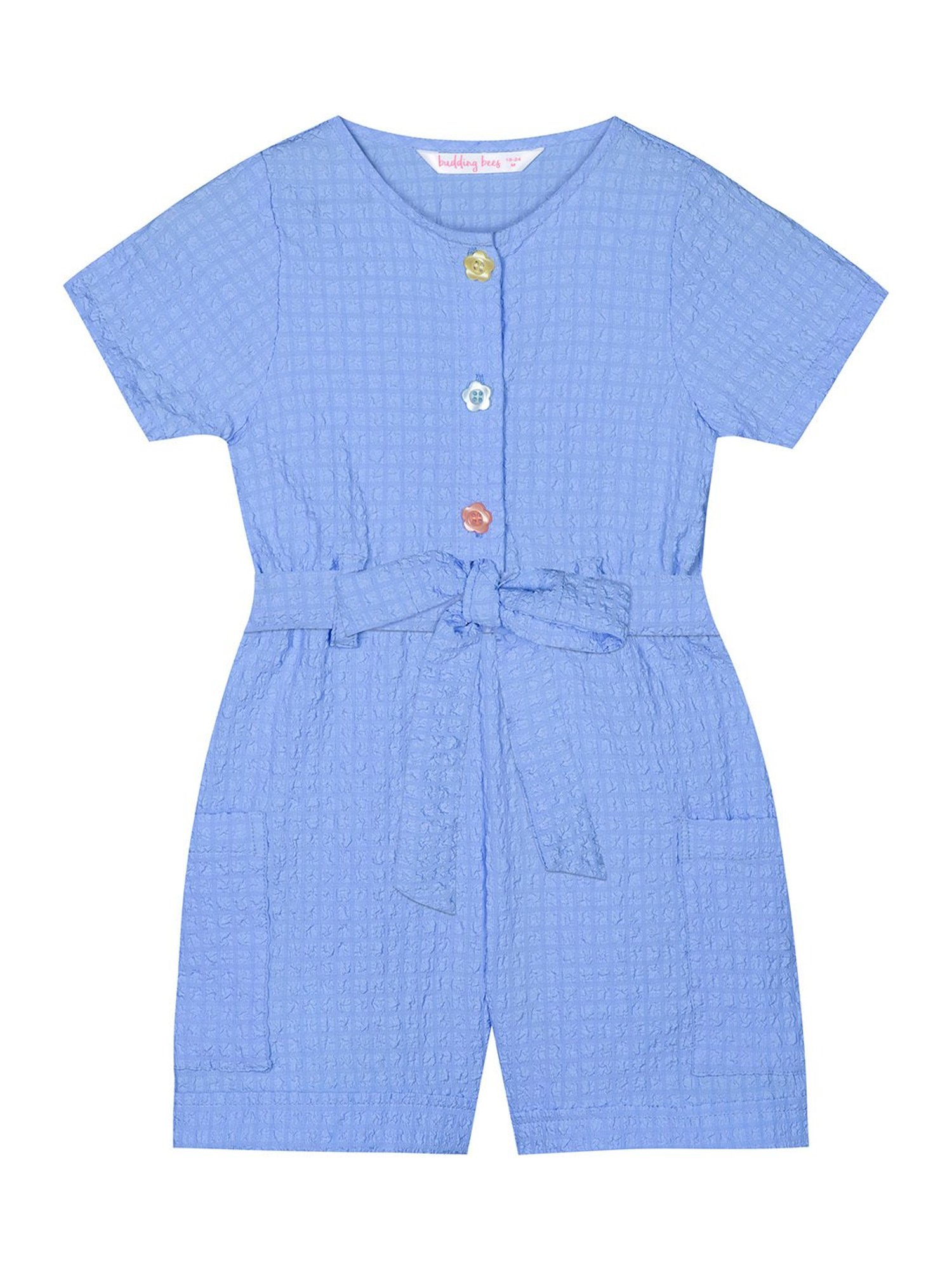 Budding Bees Kids Blue Solid Jumpsuit